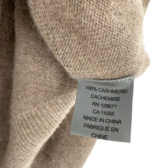 360 Cashmere Fawn Brown 100% Cashmere Asymmetrical V-Neck Sweater Size Large - Picture 4 of 4